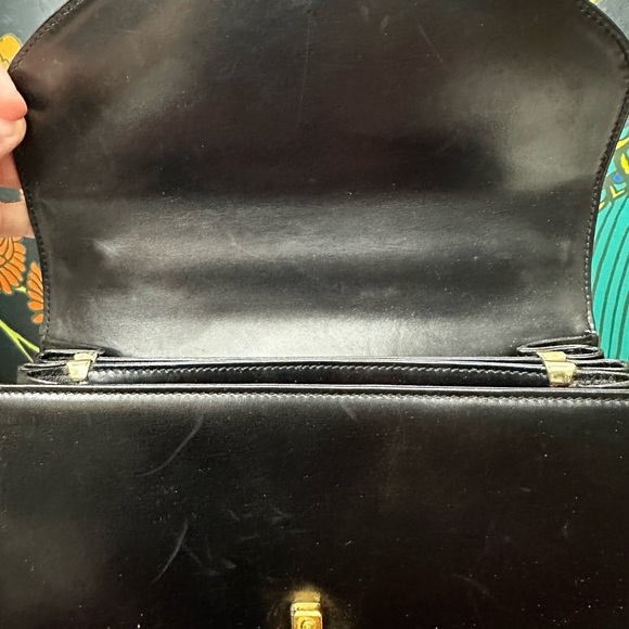 Vintage Bally Black Leather Top Handle Bag | Poke-Through Clasp | Italy - Picture 12 of 14